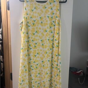 Pappagallo Yellow Lemon Print Midi Dress XL